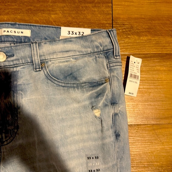 Men’s PACSUN Stacked Skinny Jeans Light Blue Stretch 33 x 32 New With Tags - Picture 3 of 5